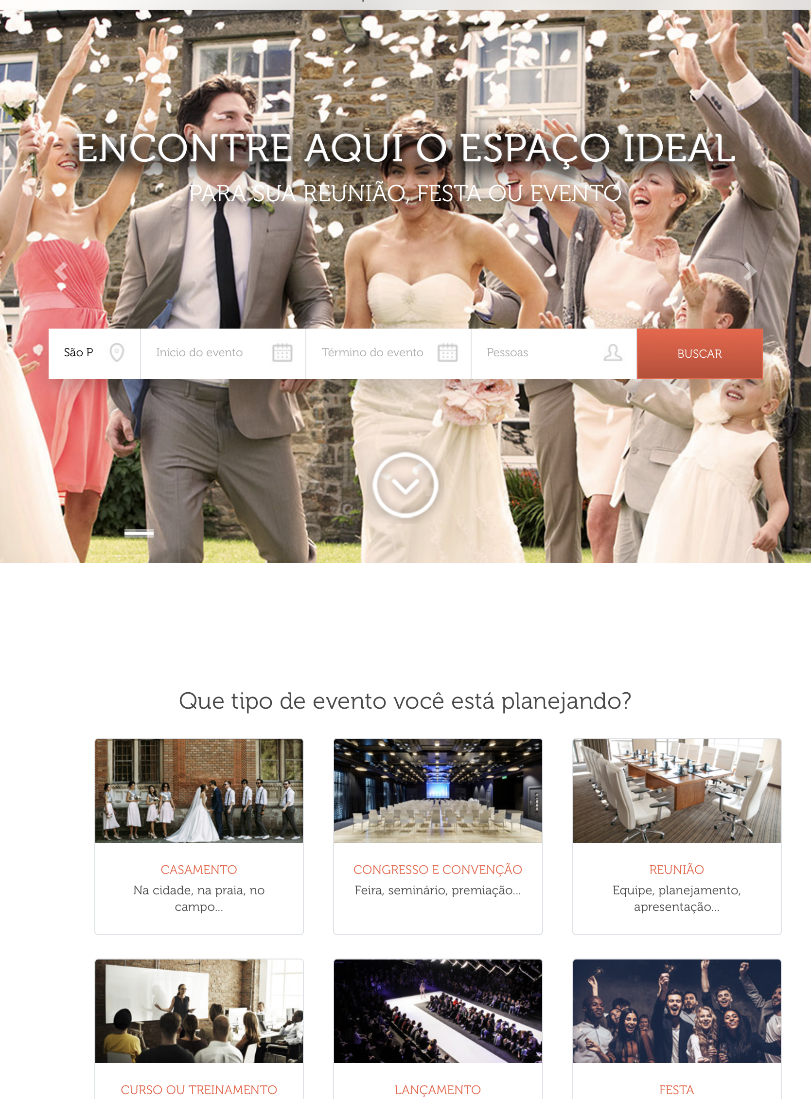 Preview do sistema Spacevents